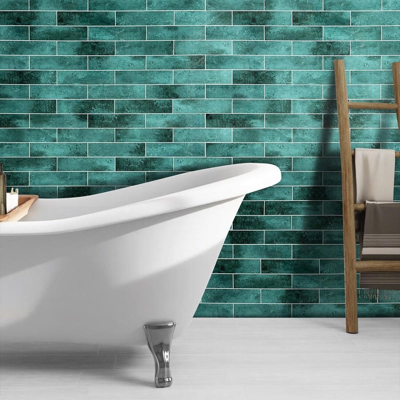 Decopus Luxury Peel and Stick Subway Tile Backsplash (Brick Tile) for for Kitchen, Bathroom, Accent Wall - Luxury Tile for Remodelling, Hard as Stone (Emerald Illusion, 2.5"x 10" Sample) - Image 3